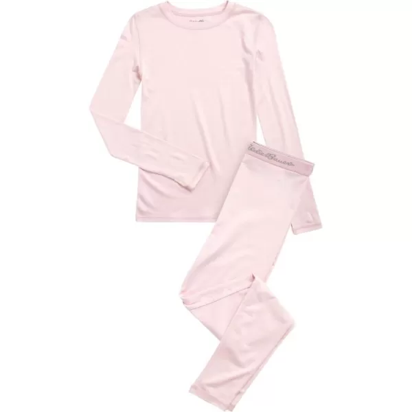 imageEddie Bauer Boys and Girls Thermal Underwear Set  2 Piece Performance Base Layer Long Sleeve TShirt Top and Bottom 516Soft Pink