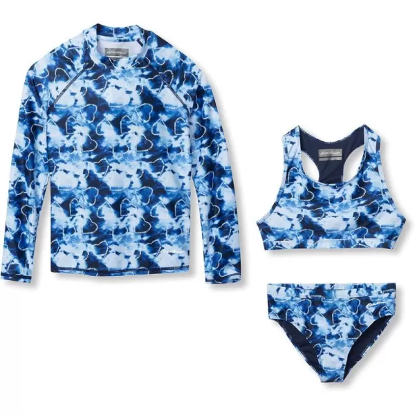 imageEddie Bauer Girls Rash Guard Set  3 Piece Swimsuit Set  UPF 50 Quick Dry Rash Guard Tankini Top and Bottom SXLNavy Blue