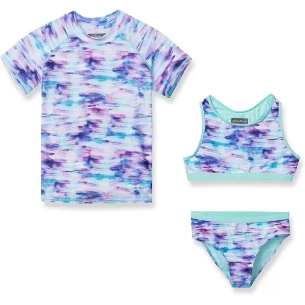imageEddie Bauer Girls Rash Guard Set  3 Piece Swimsuit Set  UPF 50 Quick Dry Rash Guard Tankini Top and Bottom SXLParadise Blue