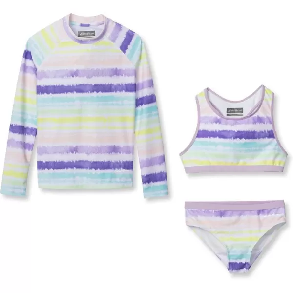 imageEddie Bauer Girls Rash Guard Set  3 Piece Swimsuit Set  UPF 50 Quick Dry Rash Guard Tankini Top and Bottom SXLPastel Lilac