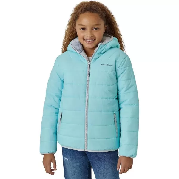 imageEddie Bauer Girls Reversible Jacket  Deer Harbor Waterproof Lightweight Puffer Coat with Faux Shearling Lining 520Aqua