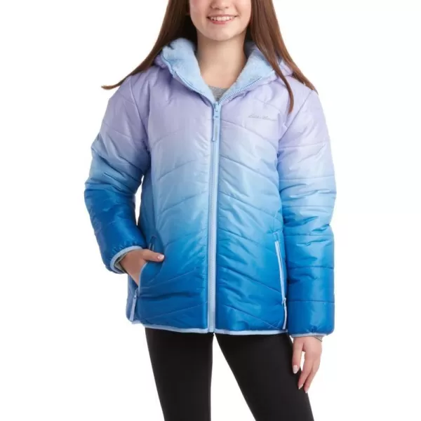 imageEddie Bauer Girls Reversible Jacket  Deer Harbor Waterproof Lightweight Puffer Coat with Faux Shearling Lining 520Lavender