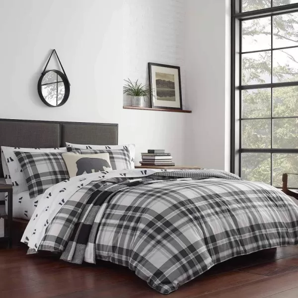 imageEddie Bauer Home  Coal Creek Collection  100 Cotton Soft amp Cozy Premium Quality Plaid Comforter with Matching Sham 2Piece Bedding Set Twin GreyGrey Twin