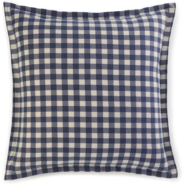 imageEddie Bauer Home  Euro Sham Set Cotton Reversible Pillow Covers with Hidden Zipper Kingston Navy 2 PieceNavy