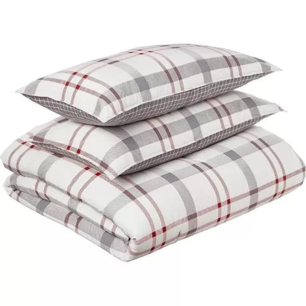 imageEddie Bauer Home  Portage Bay Collection  100 Cotton Soft amp Cozy Premium Quality Plaid Comforter with Matching Shams Twin GreyKing