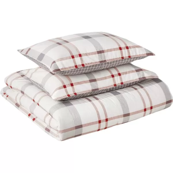 imageEddie Bauer Home  Portage Bay Collection  100 Cotton Soft amp Cozy Premium Quality Plaid Comforter with Matching Shams Twin GreyQueen
