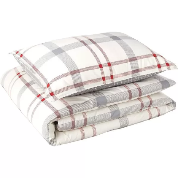 imageEddie Bauer Home  Portage Bay Collection  100 Cotton Soft amp Cozy Premium Quality Plaid Comforter with Matching Shams Twin GreyTwin