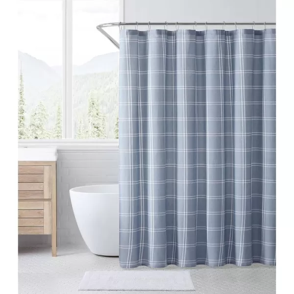 imageEddie Bauer Home  Shower Curtain 100 Cotton Lightweight Buttonhole Top Machine Washable Easy Care 72 x 72 Kettle Falls BeigeKettle Falls Blue 72 x 72