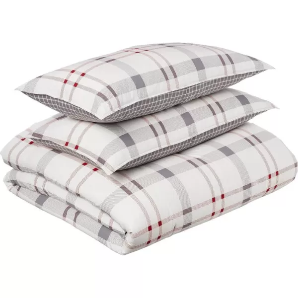 imageEddie Bauer Home Portage Bay Collection 100 Cotton Soft  Cozy Premium Quality Plaid Comforter with Matching Shams FullQueen GreyKing