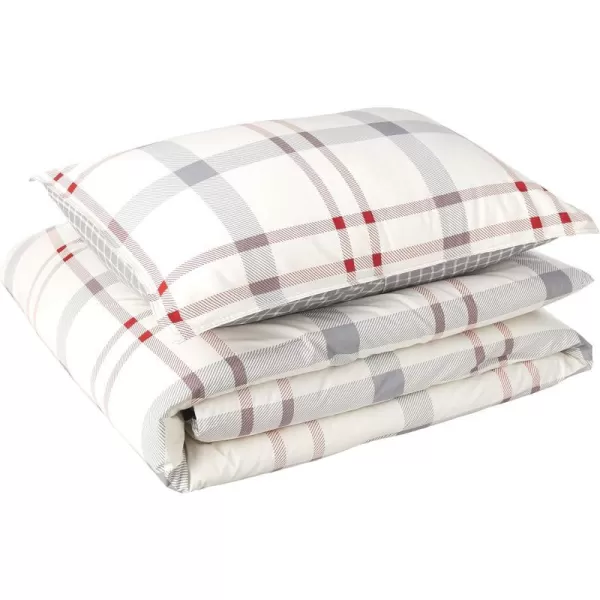 imageEddie Bauer Home Portage Bay Collection 100 Cotton Soft  Cozy Premium Quality Plaid Comforter with Matching Shams FullQueen GreyTwin