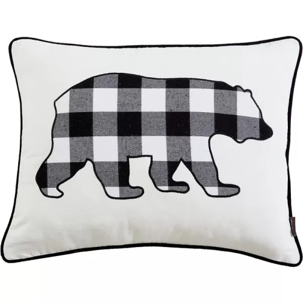 imageEddie Bauer Home Throw Pillow with Zipper Closure Perfect Home Decor for Bed or Sofa 16 x 20 Bear Twill Black1 Count Pack of 1 Cabin Plaid Bear BlackWhite