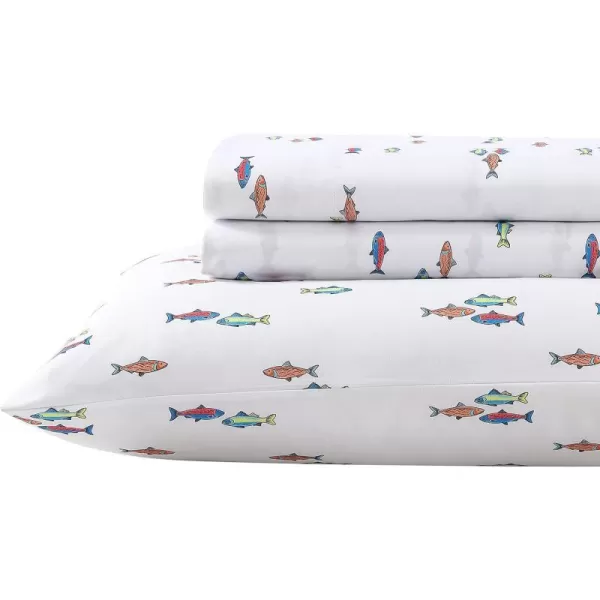 imageEddie Bauer Kids  Queen Sheets Stain Resistant Kids Bedding Ideal for Toddler Bedding Set Poppy Plaid Pink QueenFish Lake WhiteMulti