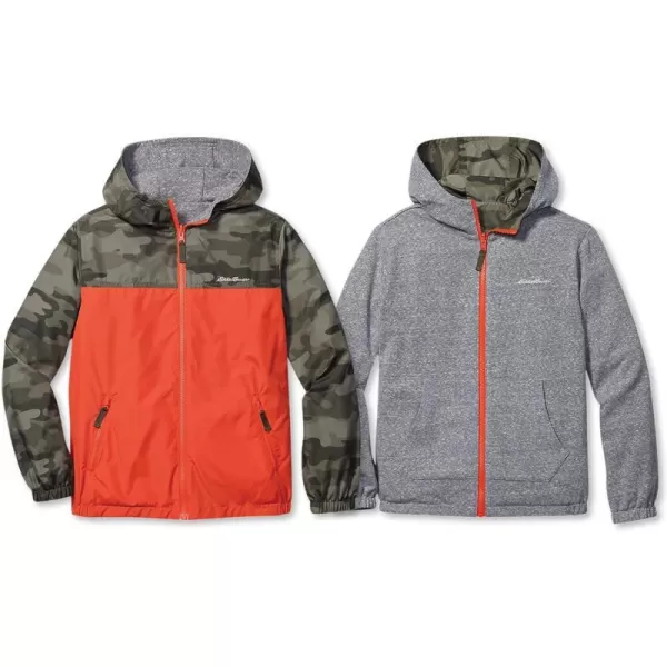 imageEddie Bauer Kids Reversible Jacket  Full Zip Hooded Windbreaker Water Repellent Jacket for Boys and Girls XSXLCamo