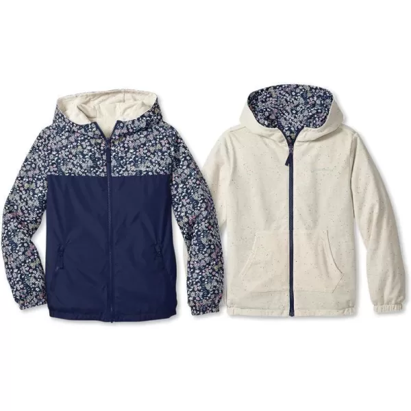 imageEddie Bauer Kids Reversible Jacket  Full Zip Hooded Windbreaker Water Repellent Jacket for Boys and Girls XSXLDeep Blue
