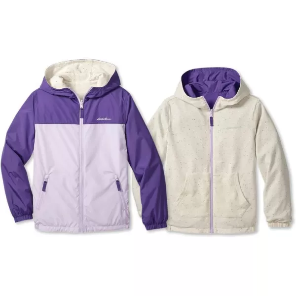imageEddie Bauer Kids Reversible Jacket  Full Zip Hooded Windbreaker Water Repellent Jacket for Boys and Girls XSXLViolet Tulip