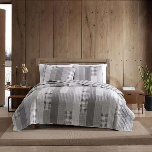 imageEddie Bauer King Quilt Set Cotton Reversible Bedding Set All Season Lodge Home Dcor Fairview Orange KingFairview GreyIvory