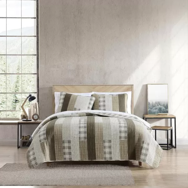 imageEddie Bauer King Quilt Set Cotton Reversible Bedding Set All Season Lodge Home Dcor Fairview Orange KingFairview Sand