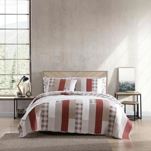 imageEddie Bauer King Quilt Set Cotton Reversible Bedding Set All Season Lodge Home Dcor Fairview Orange KingOrangeIvory