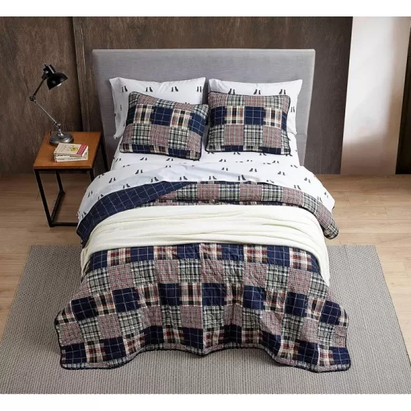 imageEddie Bauer King Quilt Set Cotton Reversible Bedding Set All Season Lodge Home Dcor Madrona NavyRed KingMadrona NavyRed