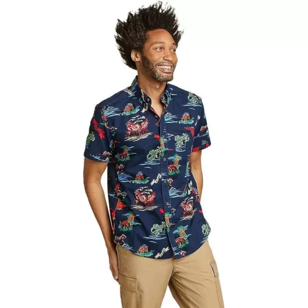 imageEddie Bauer Mens Baja ShortSleeve Shirt  PrintRegular Atlantic