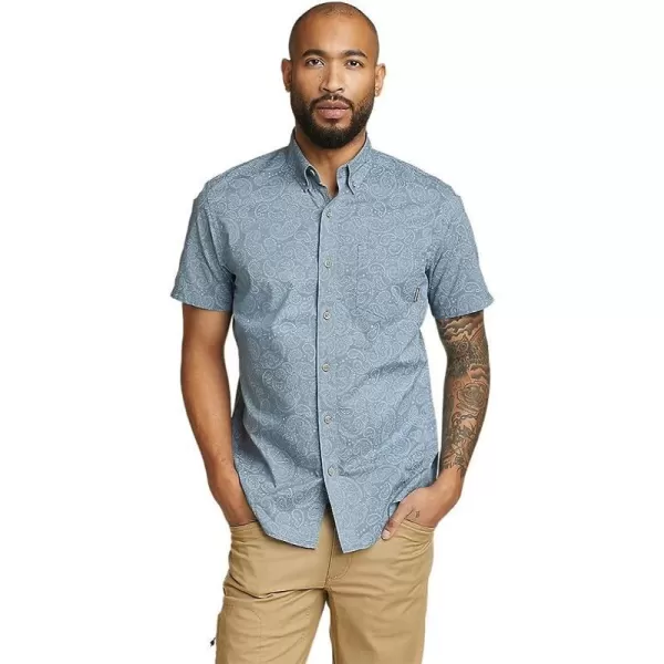 imageEddie Bauer Mens Baja ShortSleeve Shirt  PrintRegular Blue Haze