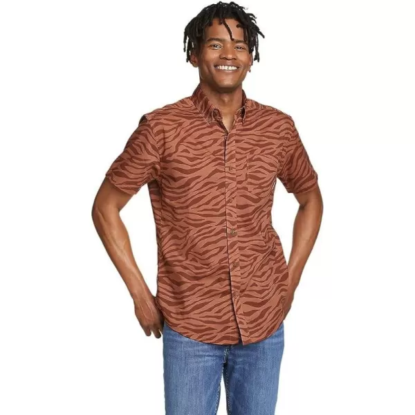 imageEddie Bauer Mens Baja ShortSleeve Shirt  PrintRegular Cocoa