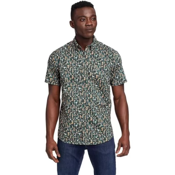 imageEddie Bauer Mens Baja ShortSleeve Shirt  PrintRegular Evergreen