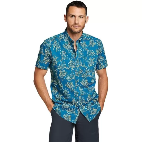 imageEddie Bauer Mens Baja ShortSleeve Shirt  PrintRegular Pool