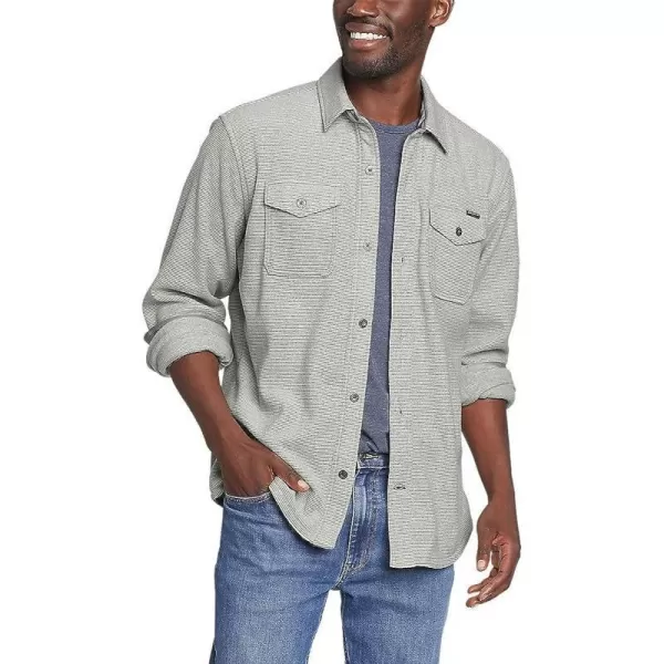 imageEddie Bauer Mens Chutes Microfleece Shirt  StripeRegular Lt Gray