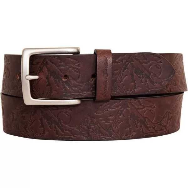 imageEddie Bauer Mens Debossed Live Your Adventure Leather BeltBrown