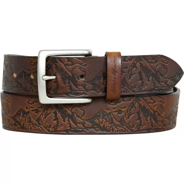 imageEddie Bauer Mens Debossed Live Your Adventure Leather BeltTan