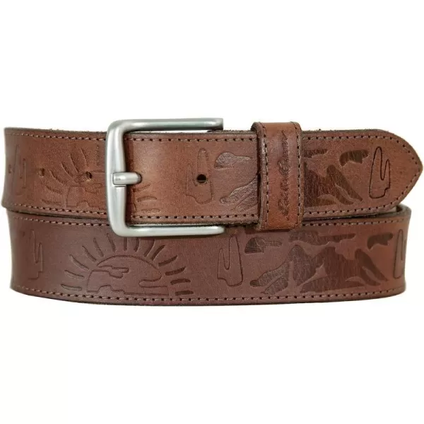 imageEddie Bauer Mens Debossed Logo Leather Belt with Reinforced HolesTan