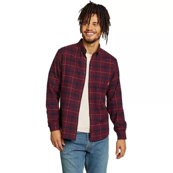imageEddie Bauer Mens Eddies Favorite Classic Fit Flannel Shirt  PlaidRegular Berry