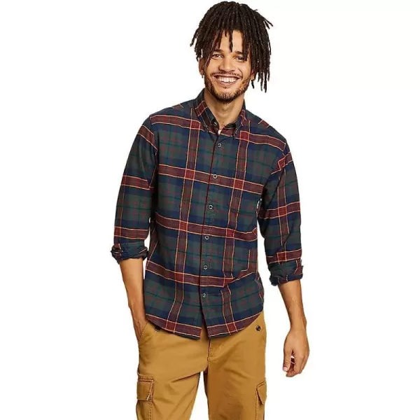 imageEddie Bauer Mens Eddies Favorite Classic Fit Flannel Shirt  PlaidRegular Blue Spruce