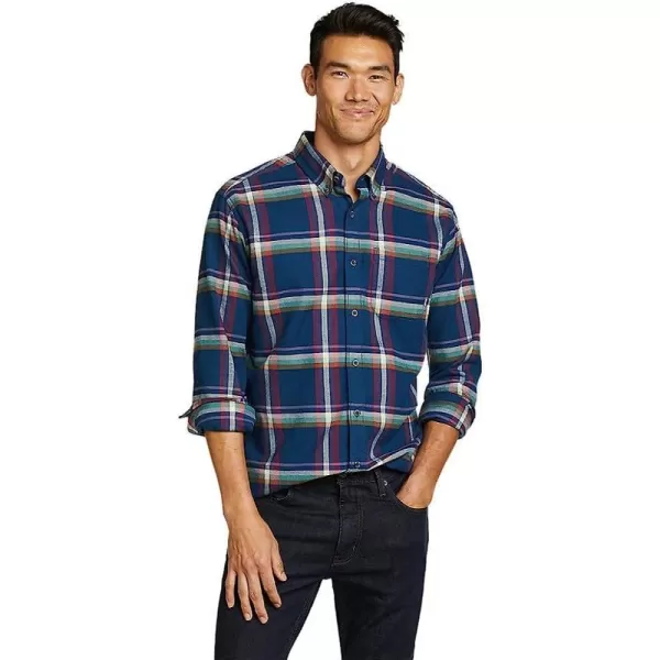 imageEddie Bauer Mens Eddies Favorite Classic Fit Flannel Shirt  PlaidRegular Cadet