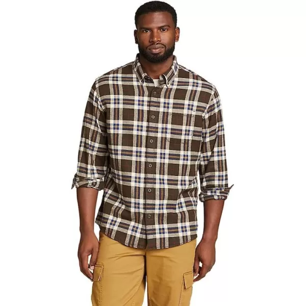imageEddie Bauer Mens Eddies Favorite Classic Fit Flannel Shirt  PlaidRegular Dk Peat