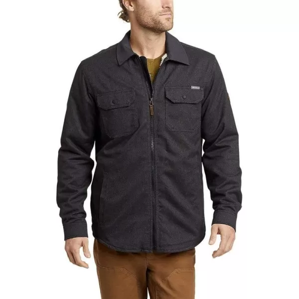 imageEddie Bauer Mens Eddies Favorite Flannel Faux ShearlingLined Shirt JacketGray Smoke