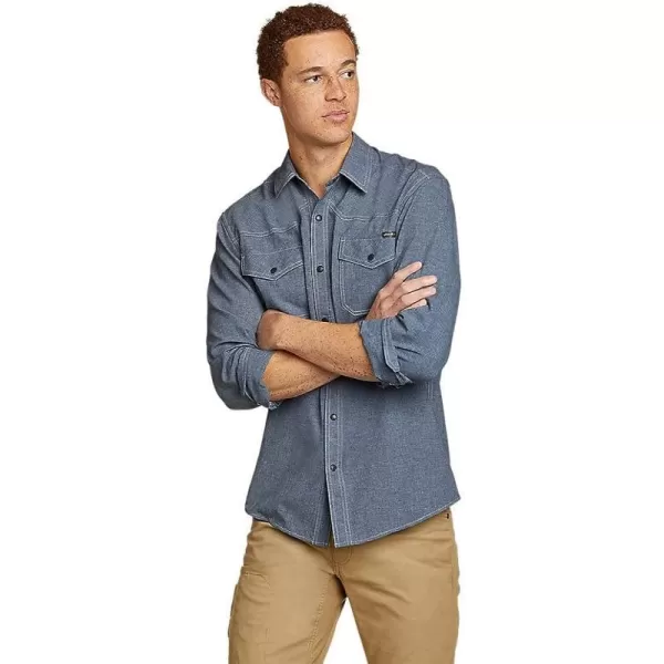imageEddie Bauer Mens Front Range LongSleeve Chambray ShirtRegular Medium Indigo