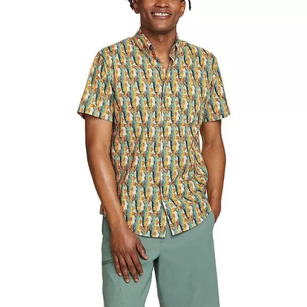 imageEddie Bauer Mens Kingston ShortSleeve Shirt  PatternRegular Bottle Green