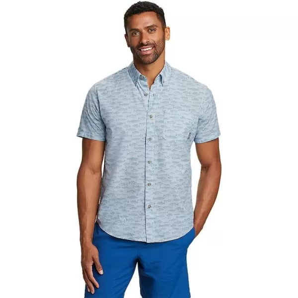 imageEddie Bauer Mens Kingston ShortSleeve Shirt  PatternRegular Lt Chambray