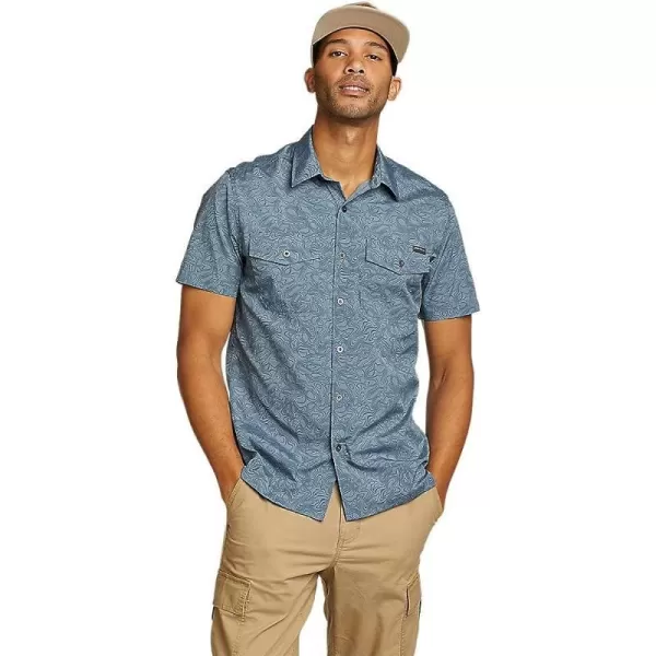 imageEddie Bauer Mens Mountain ShortSleeve Shirt  PrintRegular Chambray Blue