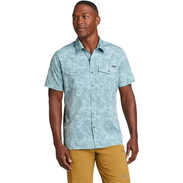 imageEddie Bauer Mens Mountain ShortSleeve Shirt  PrintRegular Sea Blue