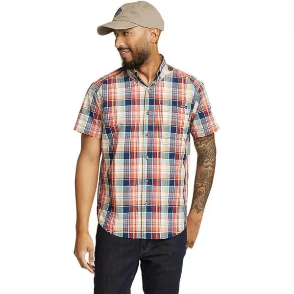imageEddie Bauer Mens Pack It Seersucker ShortSleeve ShirtRegular Red