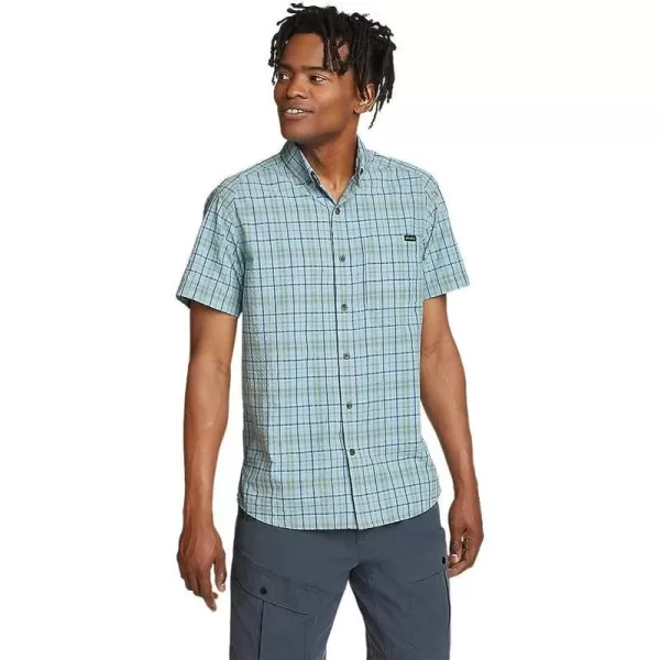 imageEddie Bauer Mens Pack It Seersucker ShortSleeve ShirtRegular Slate Blue