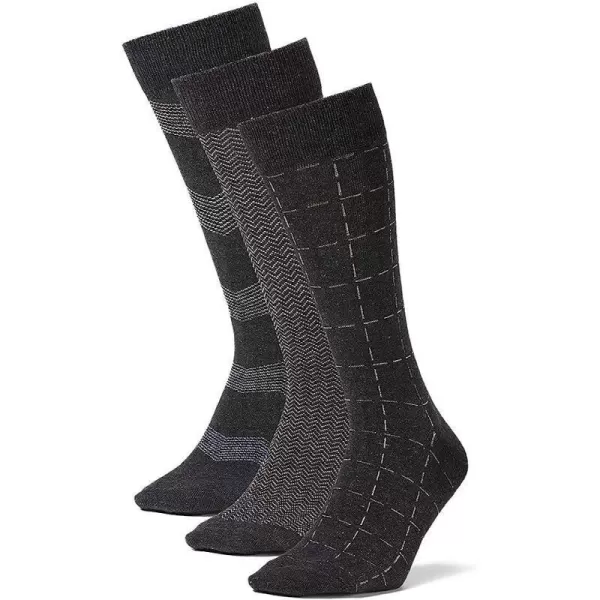 imageEddie Bauer Mens Pattern Crew Socks  3 PackCharcoal Htr