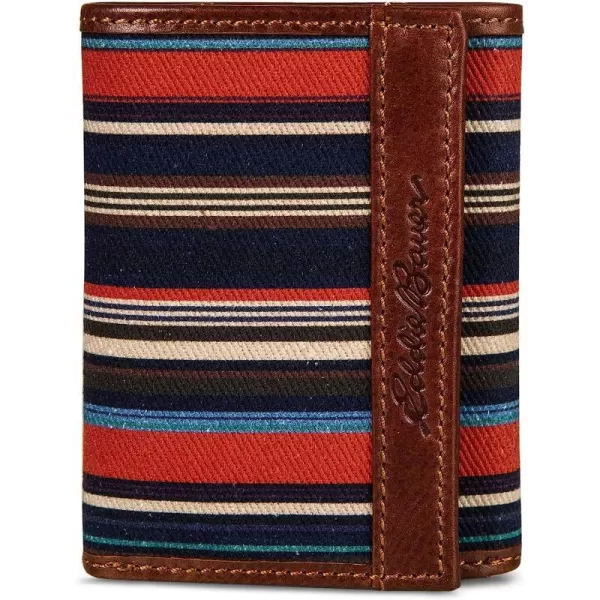 imageEddie Bauer Mens Pioneer Leather and Printed Cotton Canvas Trifold WalletMulti