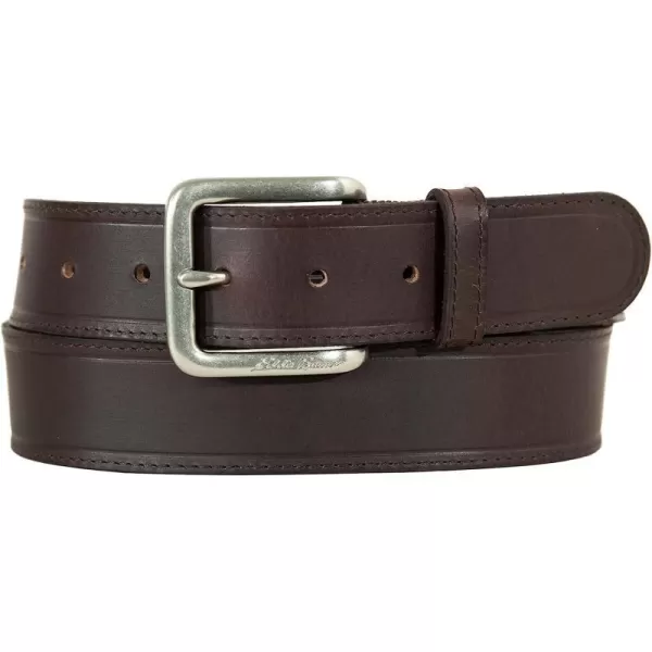 imageEddie Bauer Mens Rugged Belt with Stretch TabMilled Leather and Durable Elastic and Nickel Roller BuckleBrown