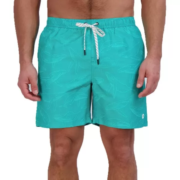 imageEddie Bauer Mens SPF 50 Volley Swim Trunk  Fun Designs Comfortable and Stylish 7 InseamTurquoise Green