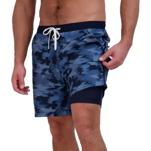 imageEddie Bauer Mens SPF 50 Volley Swim Trunk 8 Inseam Comes with Compression Liner  Ultimate Comfort amp StretchAtlantic Blue