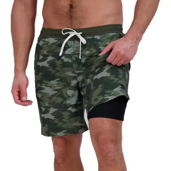 imageEddie Bauer Mens SPF 50 Volley Swim Trunk 8 Inseam Comes with Compression Liner  Ultimate Comfort amp StretchDark Loden